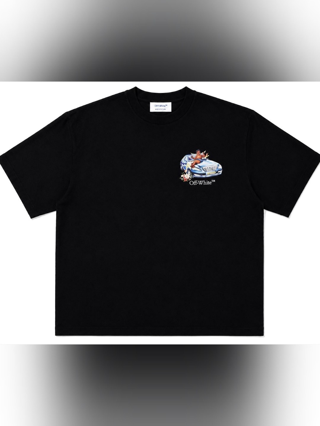 Off-White Men's Black Cherub Car Graphic T-Shirt- Size M